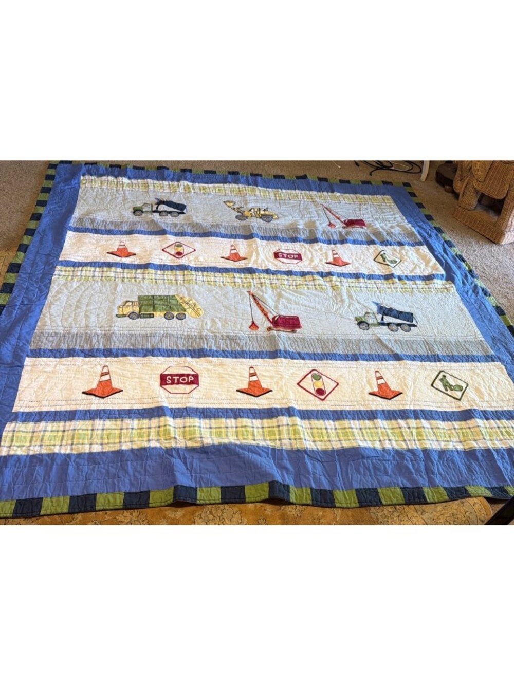 Pem America Trucks At Work Comforter  & Shams — Twin